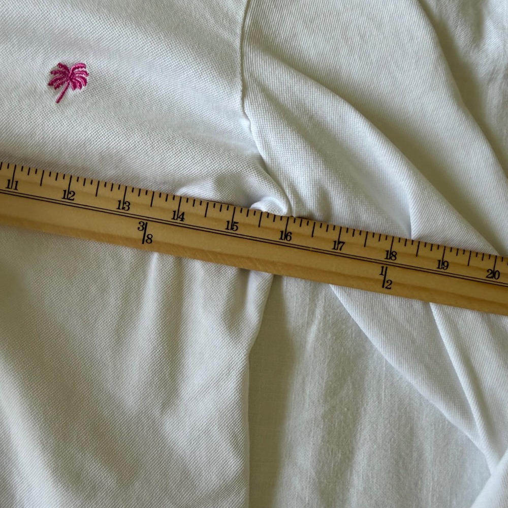 Lilly Pulitzer White Pink Palm Tree Pima Cotton Long Sleeve Ringer Tee Shirt S - Picture 6 of 7
